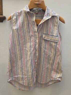Vintage Pinot Noir Red & White Striped Button-Up Shirt With Chest Pockets size M